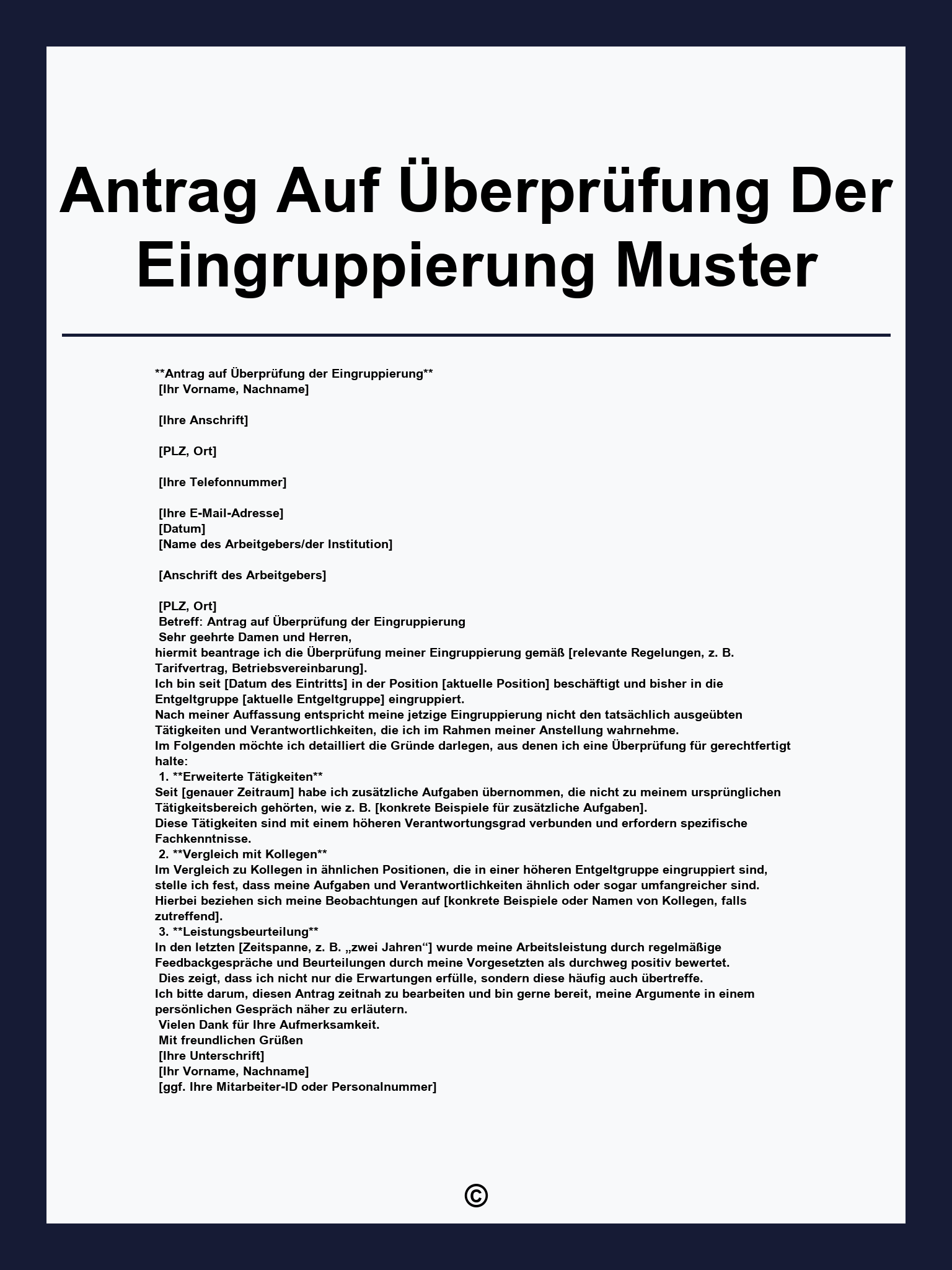 Antrag Auf Überprüfung Der Eingruppierung Muster