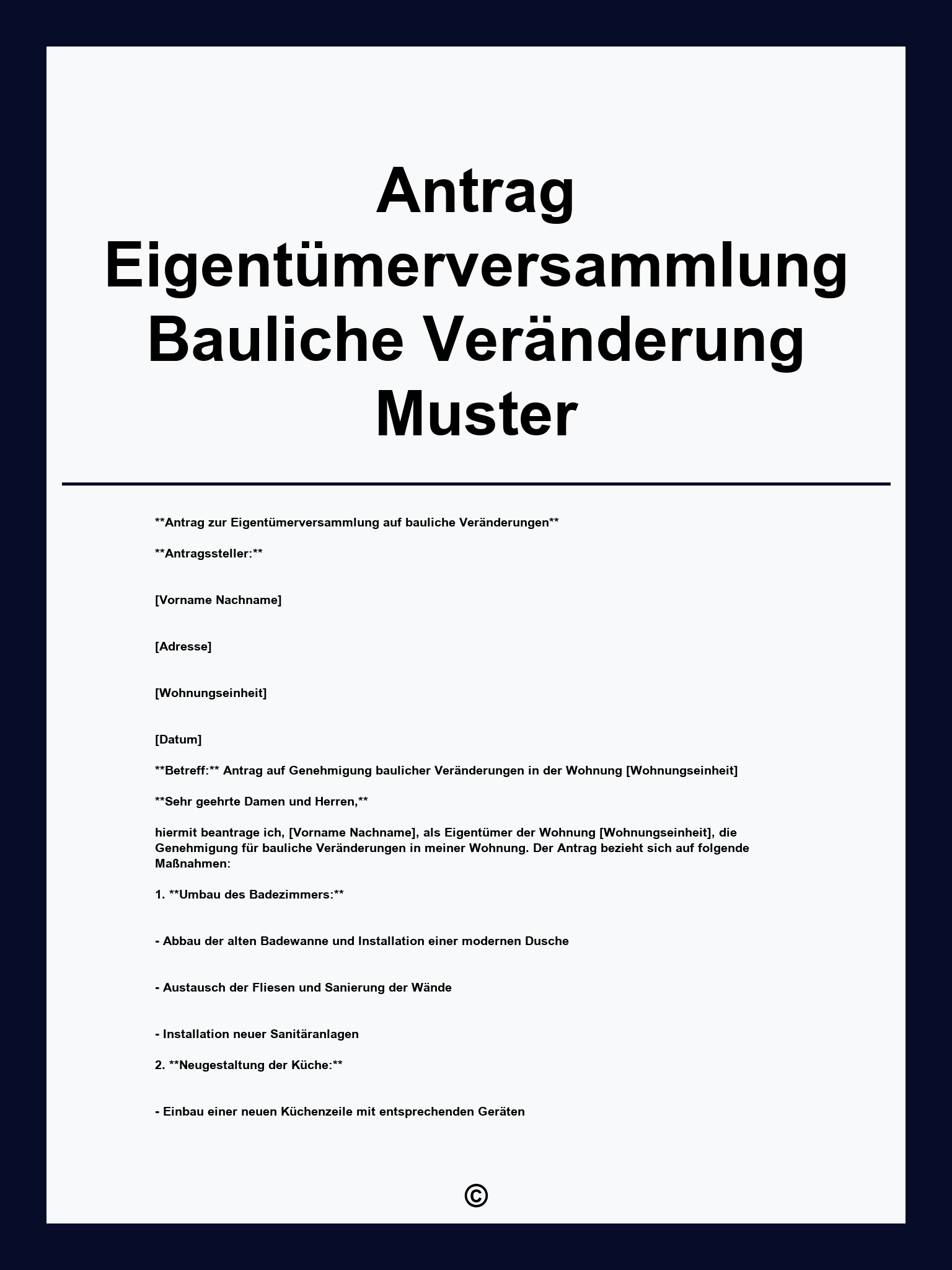 Antrag Eigentümerversammlung Bauliche Veränderung Muster