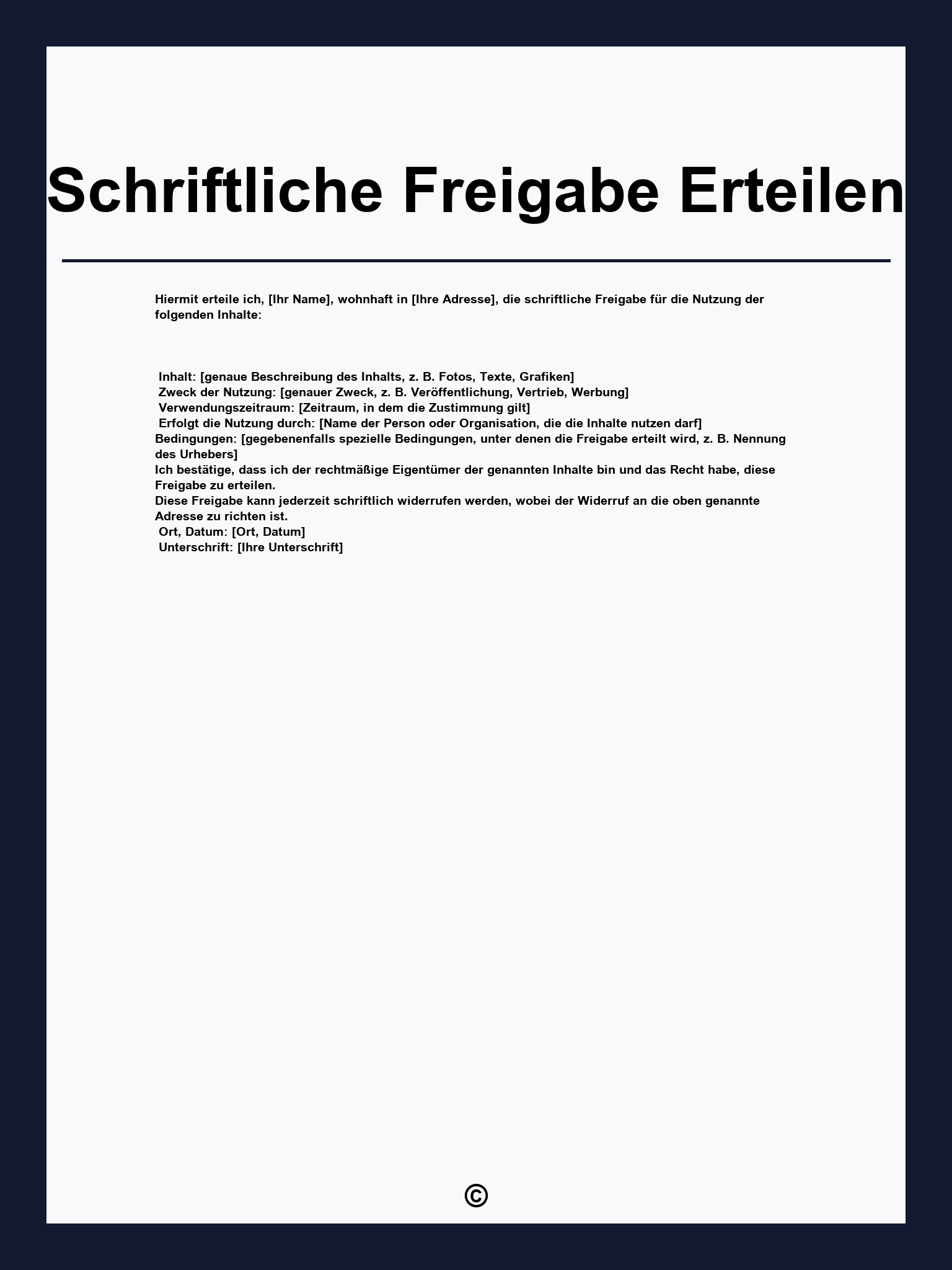 Schriftliche Freigabe Erteilen